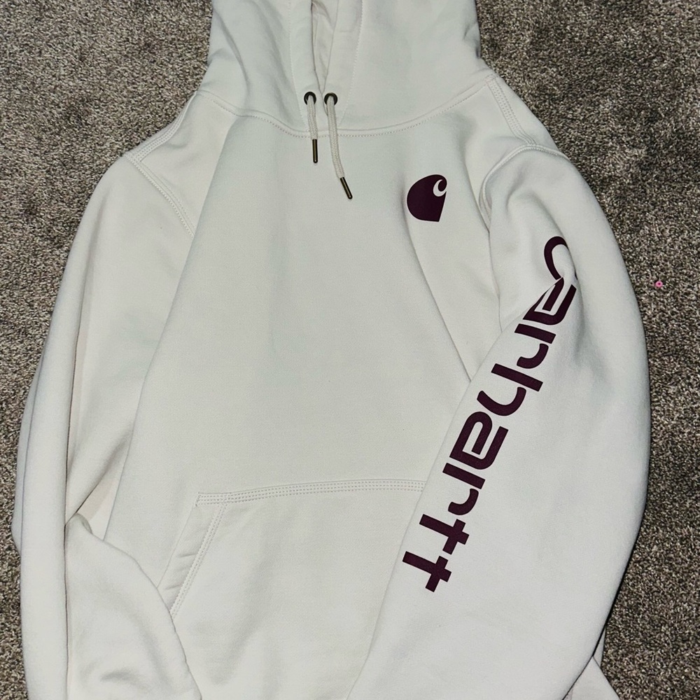 Carhartt Relaxed Fit white cream hoodie.